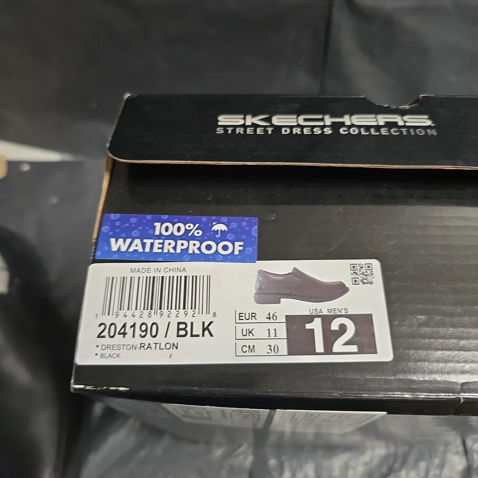 SKECHERS DRESTON-RATLON BLACK SLIP-ON SHOES – UK 11 (EU 46)