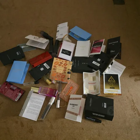 LOT OF APPROXIMATELY 30 ASSORTED FRAGRANCE TESTERS TO INCLUDE PRADA, RABANNE AND DIOR SAUVAGE