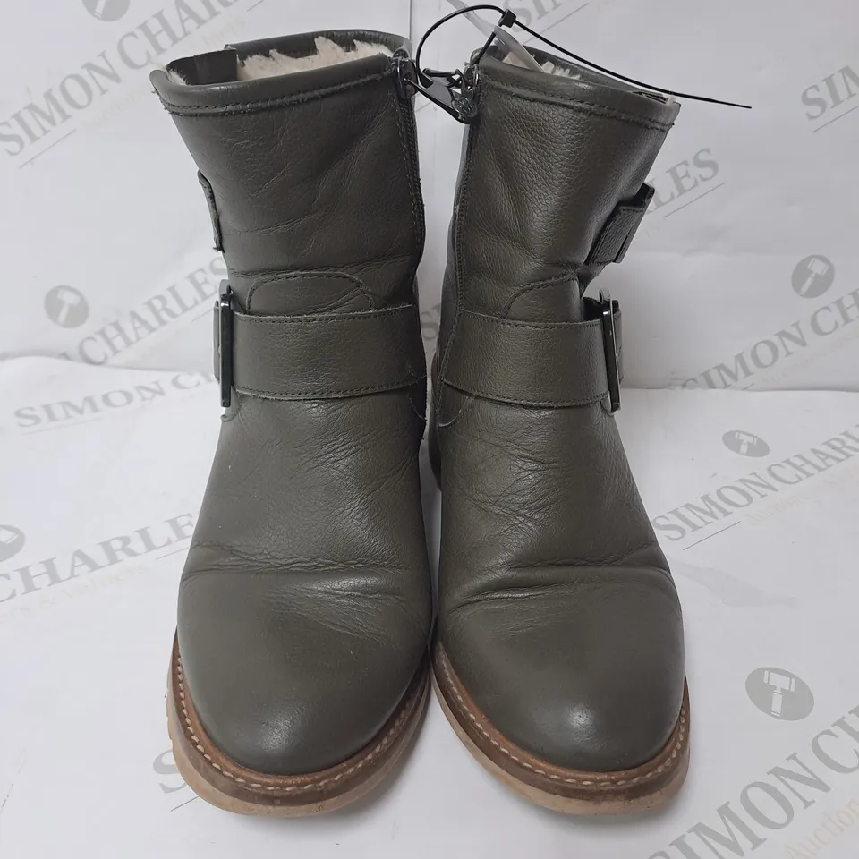 CORNILLA KHAKI BUCKLED BOOTS SIZE 5
