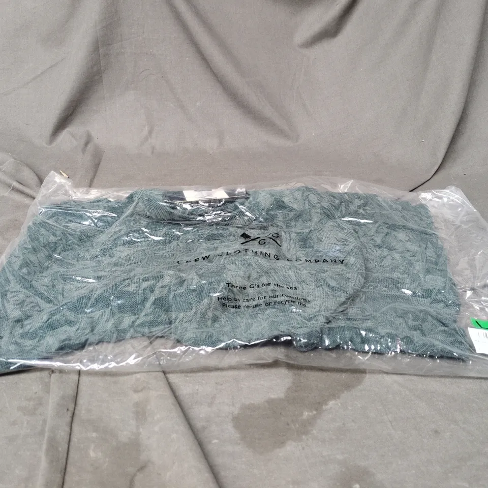 BAGGED CREW CLOTHING COMPANY SHORT SLEEVE TEXTURED JUMPER BOTTLE GREEN LARGE