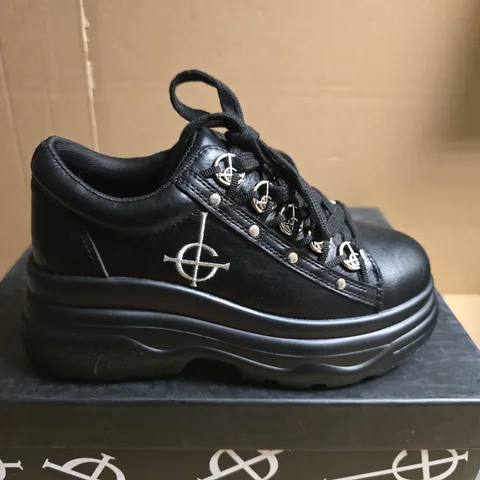 BOXED PAIR OF KOI X GHOST ZENITH CRUCIFIX CHUNKY TRAINERS – UK4, BLACK