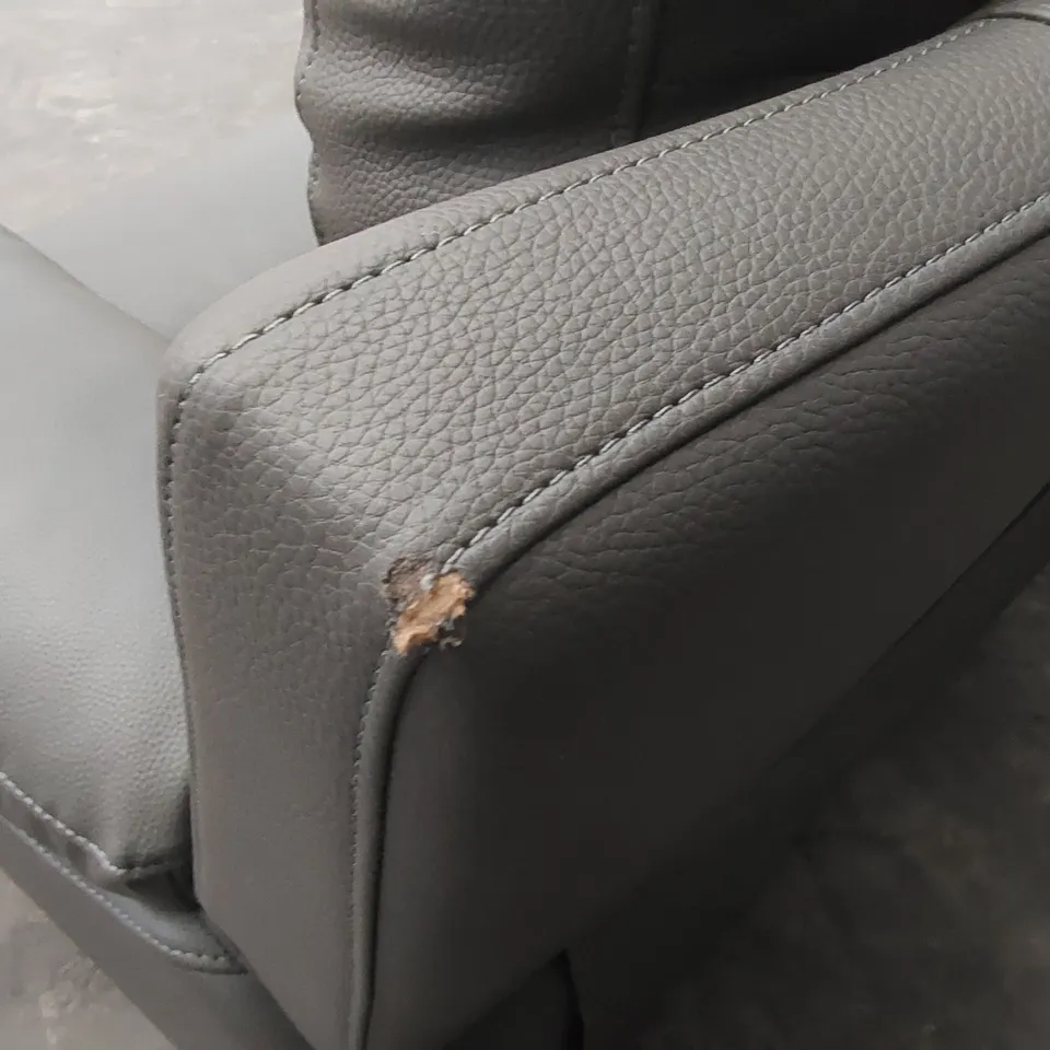 EDISON 3 SEATER LUXURY FAUX LEATHER MANUAL RECLINER SOFA - CHARCOAL  RRP £799