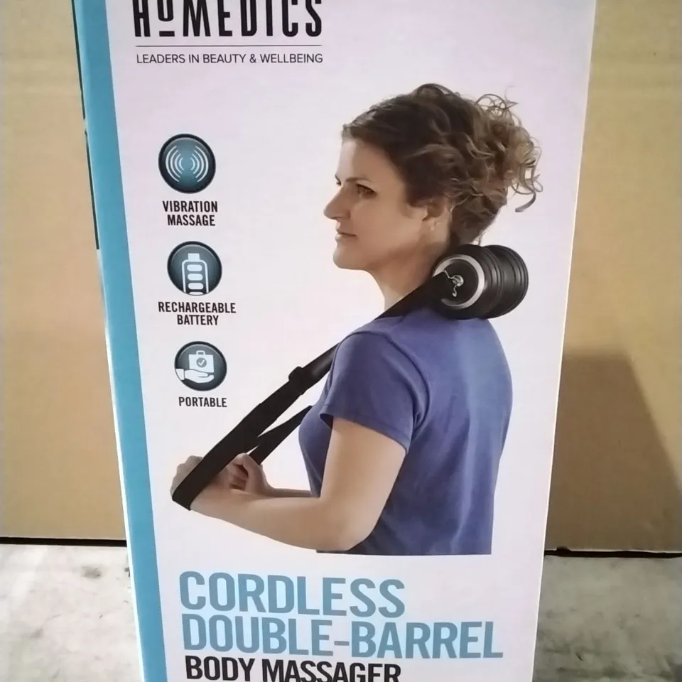 BOXED HOMEDICS CORDLESS DOUBLE BARREL BODY MASSAGER