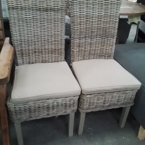 MAQUIOT 48CM FULL BACK PAIR OF HANDMADE KUBU RATTAN DINING CHAIRS GREY