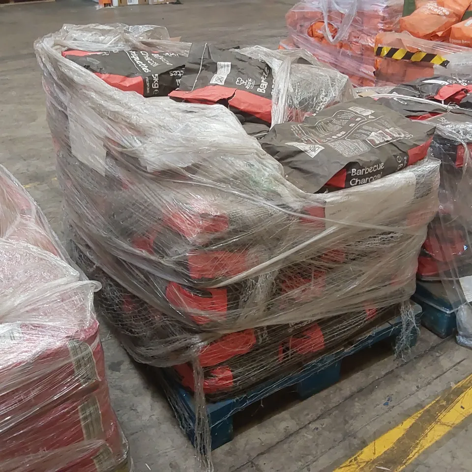 PALLET CONTAINING A LARGE QUANTITY OF CHARCOAL BRIQUETTE BAGS 