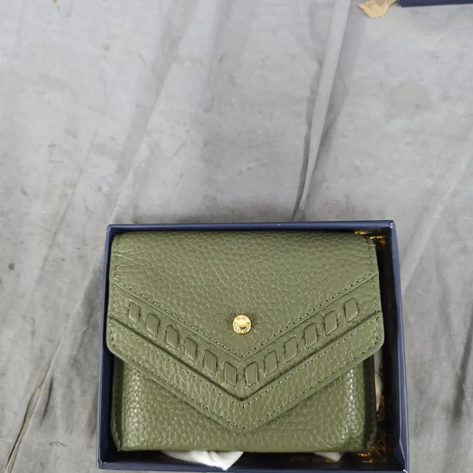 PAUL COSTELLOE DRESSAGE GREEN PEBBLED LEATHER WALLET