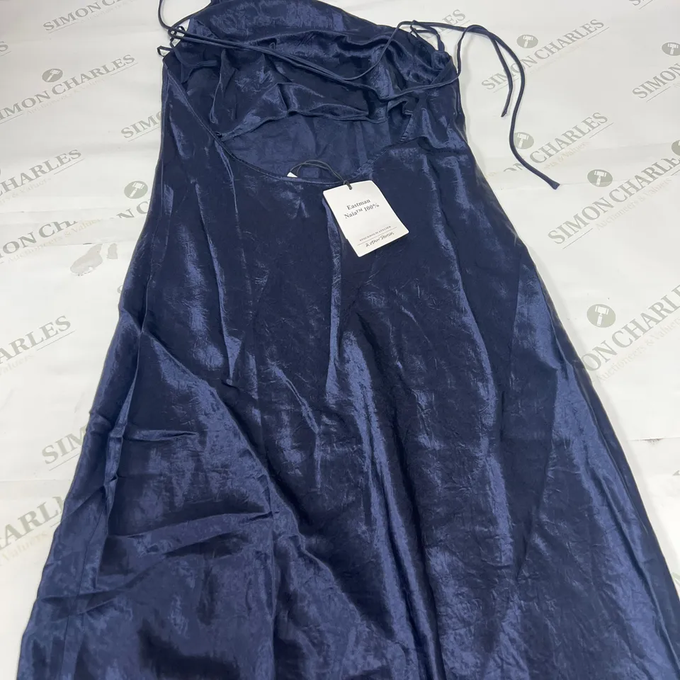 STOCKHOLM ATELIER & OTHER STORIES TIE NECK DRESS IN NAVY SIZE 10