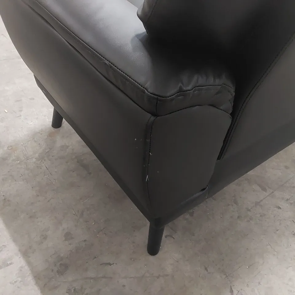 QUALITY DESIGNER 3-SEATER FAUX LEATHER BLACK SOFA