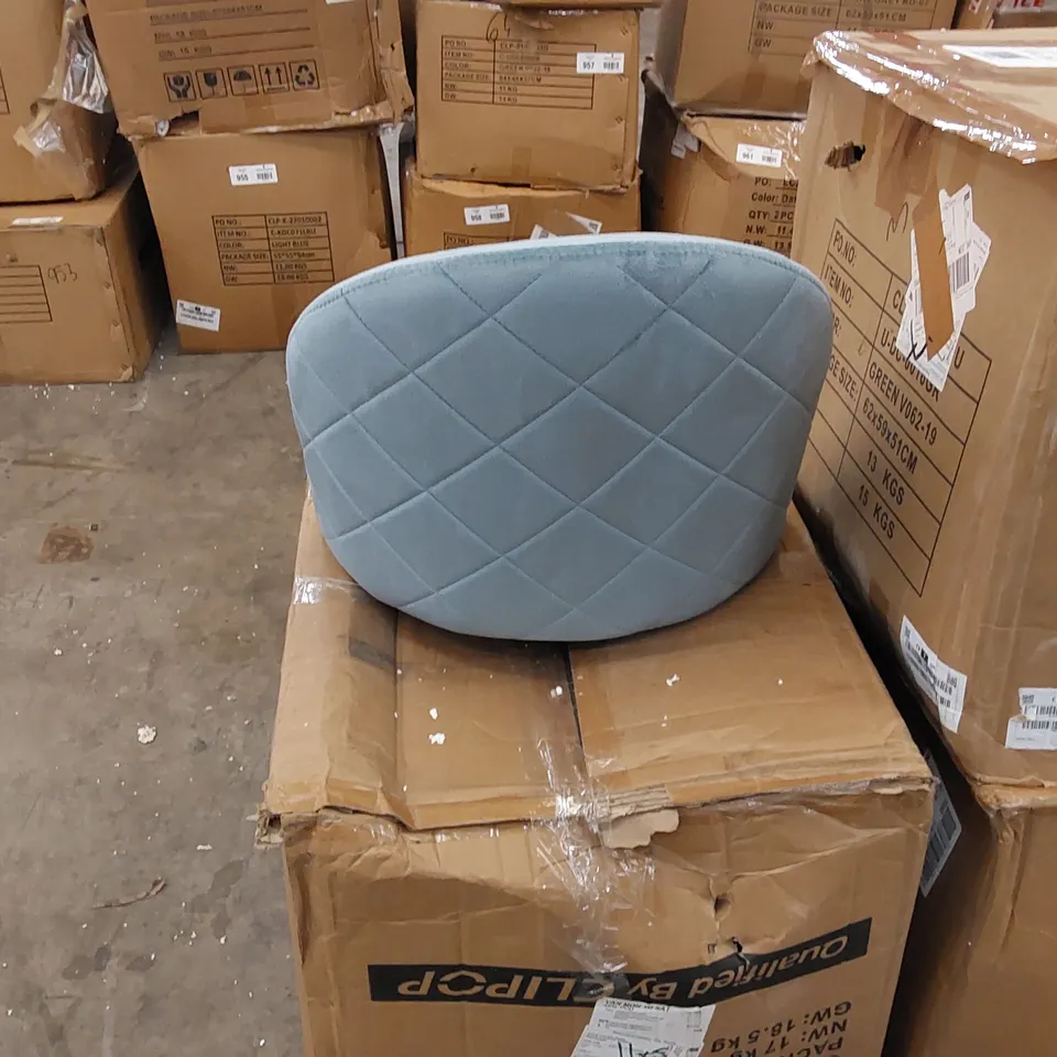 BOXED 2 LIGHT BLUE SUEDE CHAIRS (1 BOX)