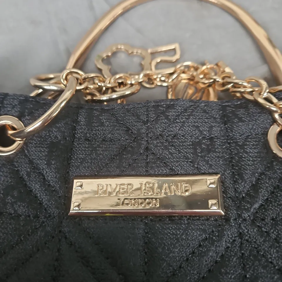 RIVER ISLAND LONDON BLACK QUILTED CHAIN-HANDLE SHOULDER BAG