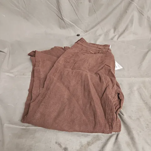 BDG LINEN KAYLA TROUSERS IN CHOCOLATE BROWN SIZE M