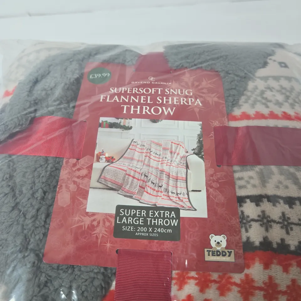TEDDY SUPERSOFT SNUG FLANNEL SHERPA THROW – SUPER EXTRA LARGE (200 X 240 CM)