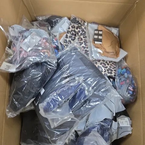 LARGE BOX OF APPROX 20 ASSORTED CLOTHING ITEMS IN VARIOUS STYLES, SIZES AND COLORS - COLLECTION ONLY