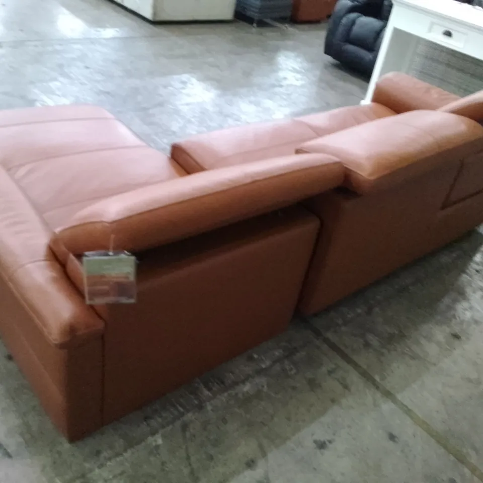 QUALITY DESIGNER ELECTRIC RECLINER 2PCS CORNER SOFA WITH LHF CHAISE - BROWN LEATHER