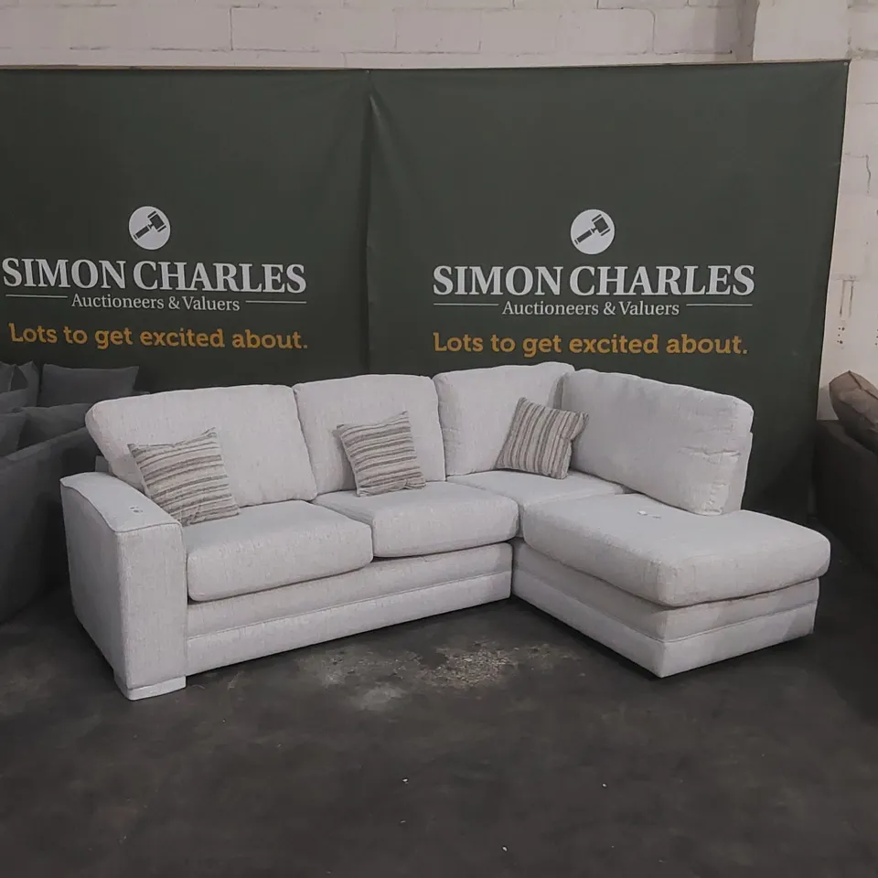 QUALITY DESIGNER MINC FABRIC RIGHT HAND CORNER CHAISE SOFA