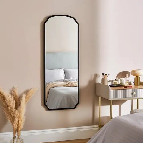BOXED REGENCY CURVED FULL LENGTH WALL MIRROR 130Γ50CM - BLACK