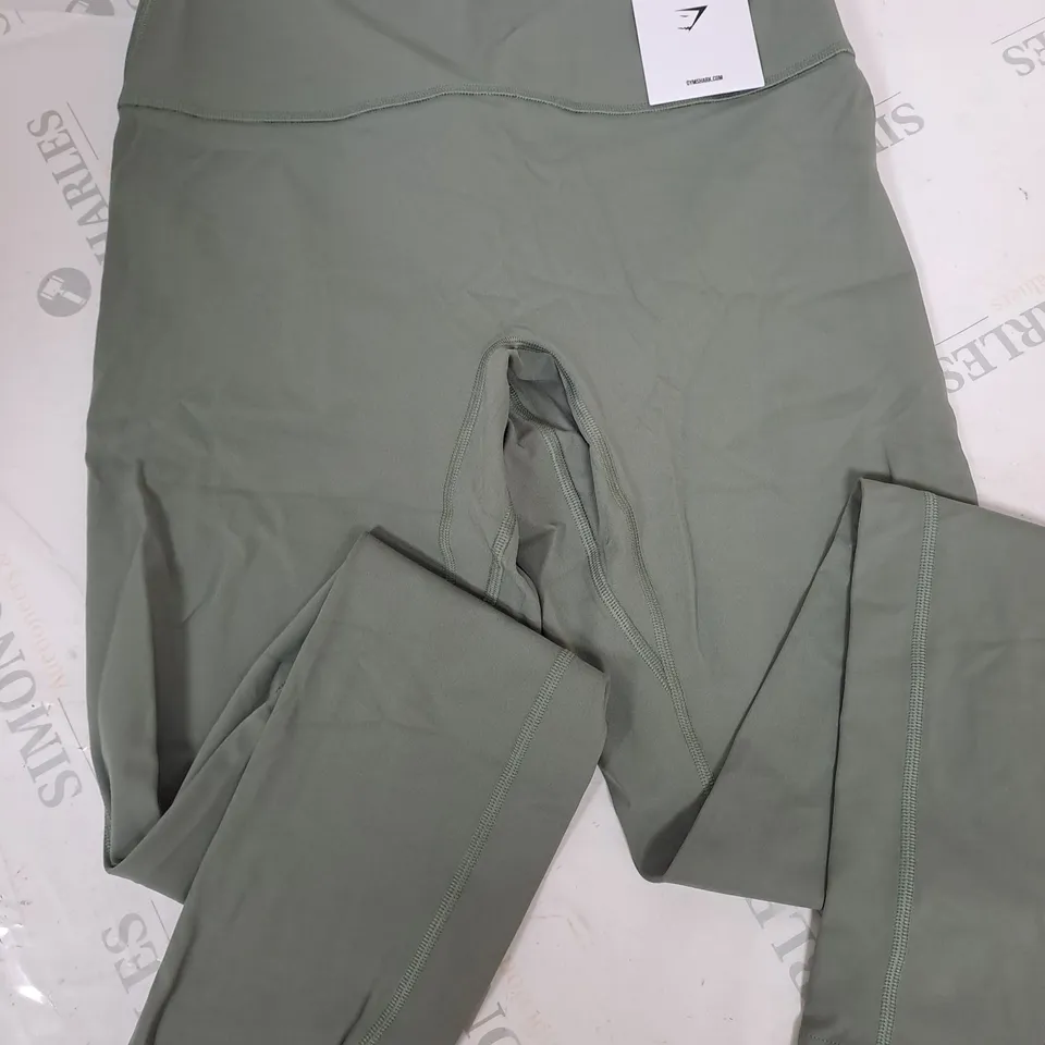 gymshark legacy logo leggings in green - l body fit