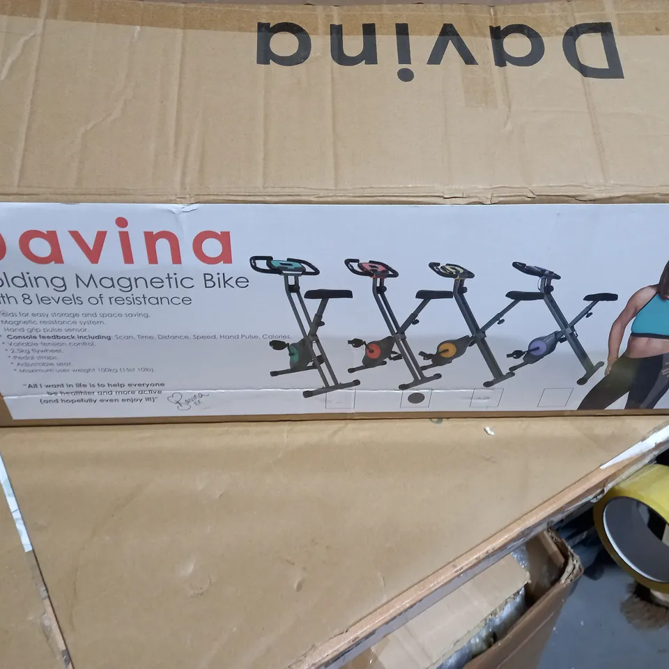 DAVINA FITNESS FOLDING MAGNETIC EXERCISE BIKE - CORAL
