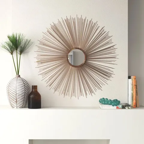 BOXED PRANZAL SUNBURST FRAMED ACCENT MIROR IN COPPER