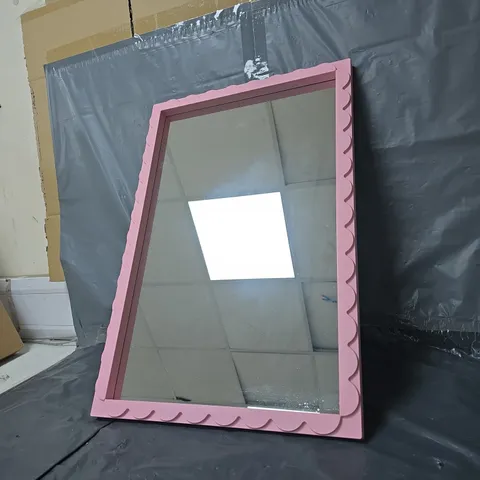 PINK SCALLOP EDGE MIRROR - COLLECTION ONLY
