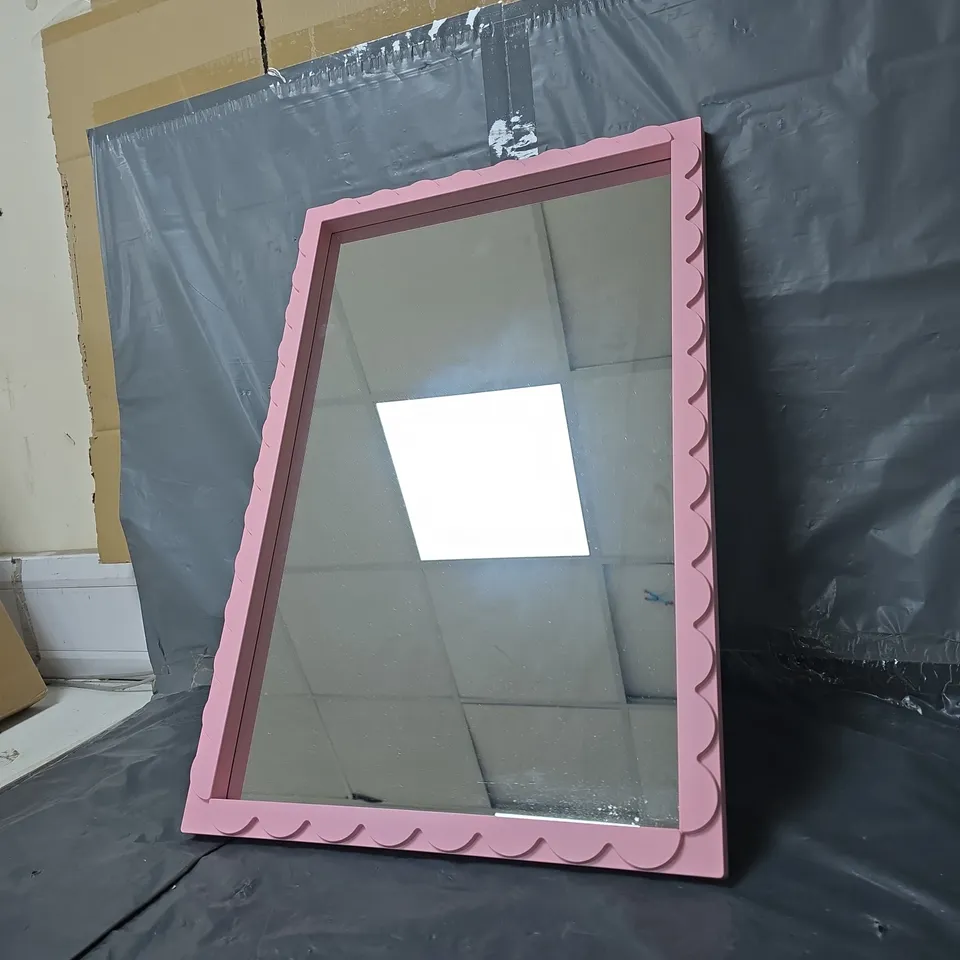 PINK SCALLOP EDGE MIRROR - COLLECTION ONLY