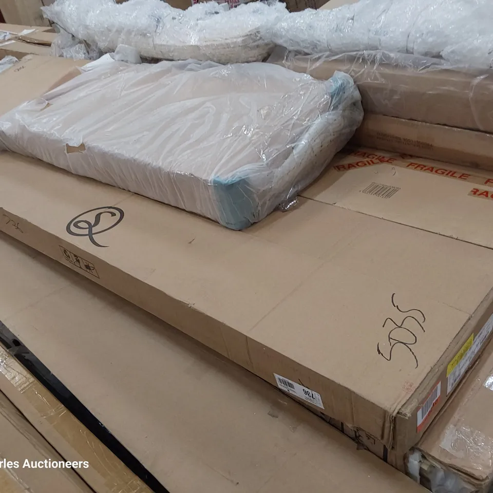 PALLET OF ASSORTED BOXED FURNITURE PARTS INCLUDING WARDROBE & BED PARTS