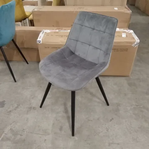 QUALITY DESIGNER GREY VELVET DINING CHAIR