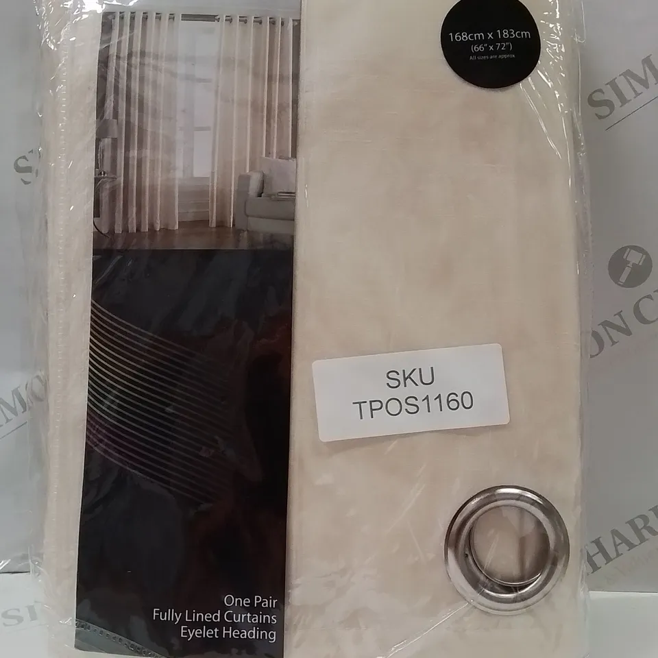 BRAND NEW RIVAHOME ESSENTIAL COLLECTION FULLY LINED 168 X 183CM EYELET CURTAINS  -CREAM-