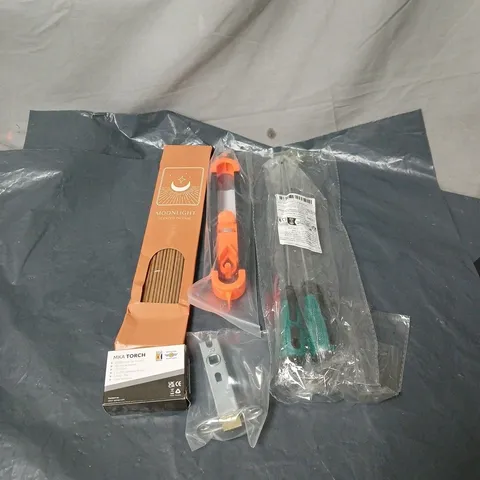 APPROXIMATELY 18 ASSORTED ITEMS TO INCUDE SCENTED INCENSE, MKA TORCH, TOOLS ETC