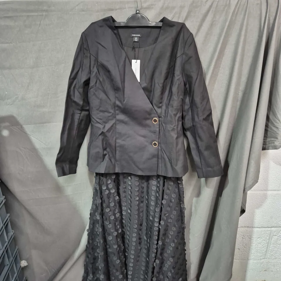 KAREN MILLEN BLACK BLAZER & SKIRT SET – UK 12 (EU 40)