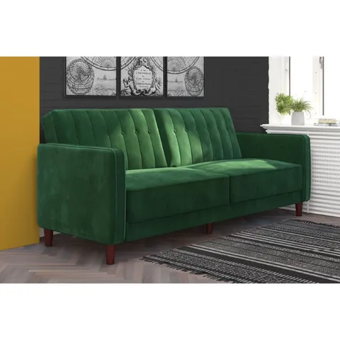 BOXED DOREL HOME VELVET PIN TUFTED SOFA BED - GREEN (1 BOX)