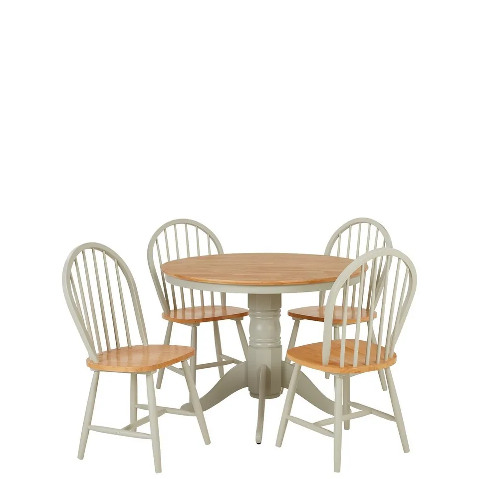 BOXED GRADE 1 NEW KENTUCKY TABLE + 4 CHAIRS WHITE/NATURAL (3 BOXES)