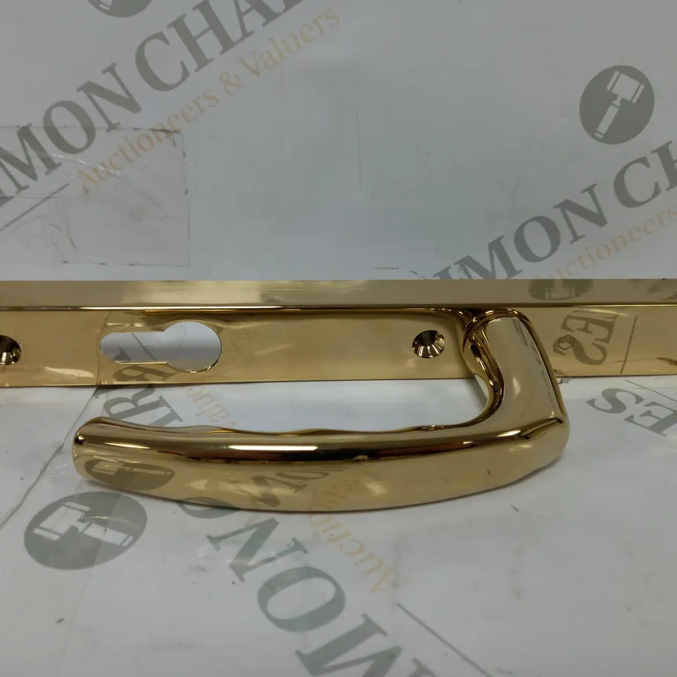 HOPPE ATLANTA DOOR HANDLE SET ON NARROW BACKPLATE - BRASS COLOURED