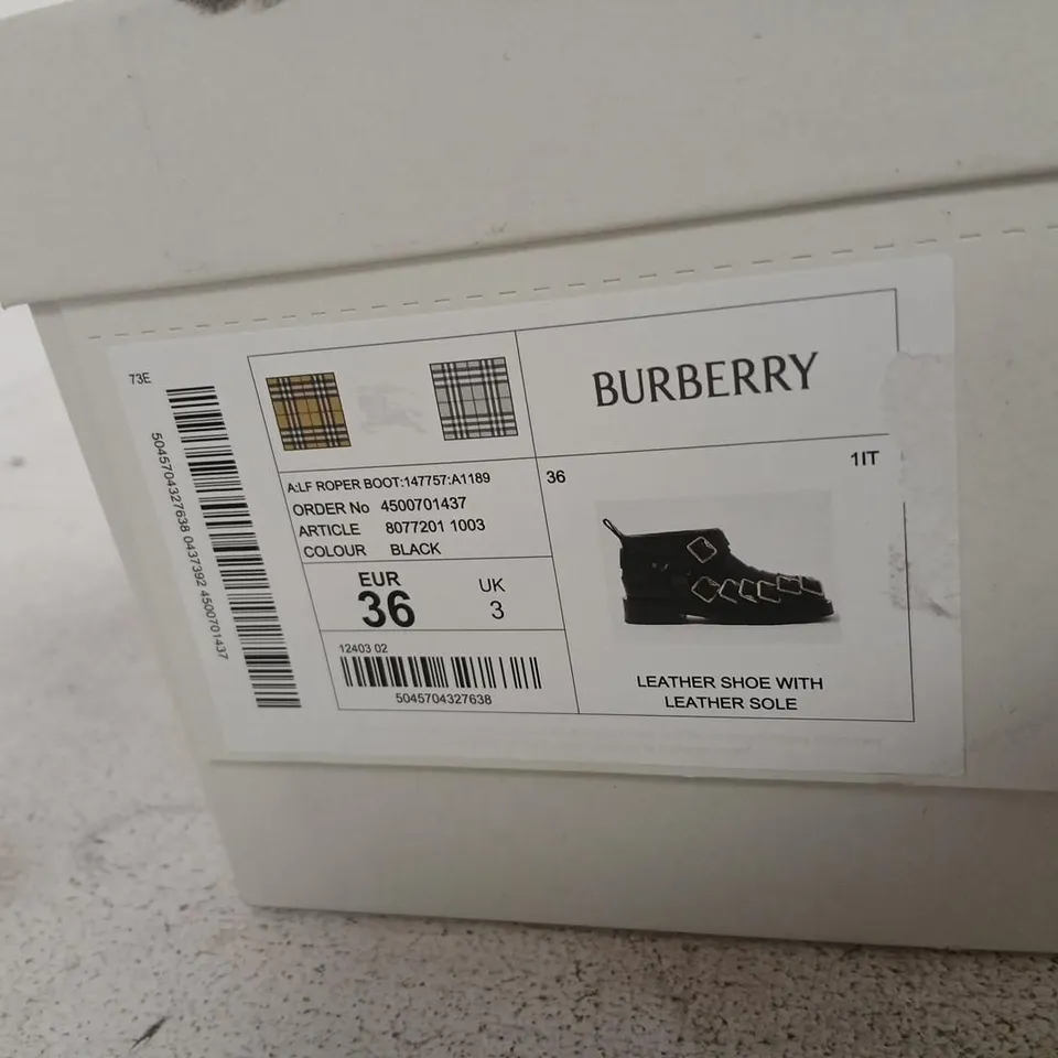 BURBERRY ALF ROPER BOOT – LEATHER ANKLE BOOT, BLACK, UK 3 (EU 36)