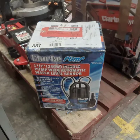 BOXED CLARKE PSP105 1Β½" 250W 100LPM 6M HEAD PUDDLE PUMP WITH AUTO SENSOR (230V)