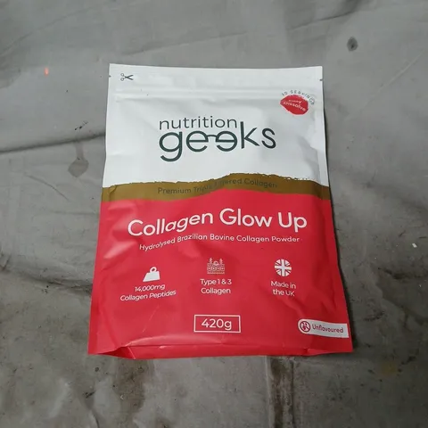 NUTRITION GEEKS COLLAGEN GLOW UP – HYDROLYSED BRAZILIAN COLLAGEN POWDER, 420G, UNFLAVOURED