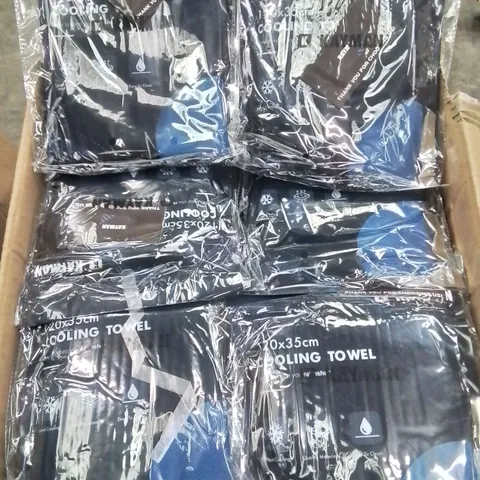 BOX CONTAINING LARGE AMOUNT OF BRAND NEW COOLING TOWELS