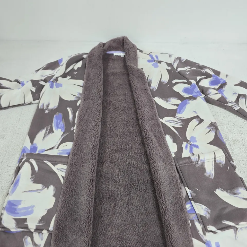 CAROLE HOCHMAN HACCI BONDED SHERPA CARDIGAN – WOMEN'S FLORAL PRINT, SIZE S