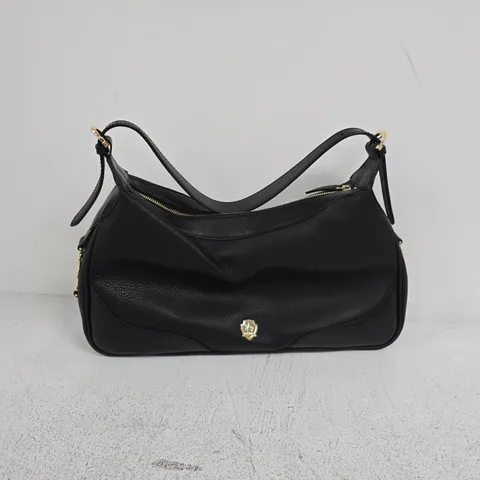 PAUL COSTELLOE SNAFFLE DETAIL LEATHER HOBO BAG IN BLACK