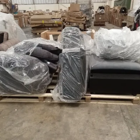 PALLET OF ASSORTED DESIGNER INCOMPLETE SOFA PARTS AND PIECES