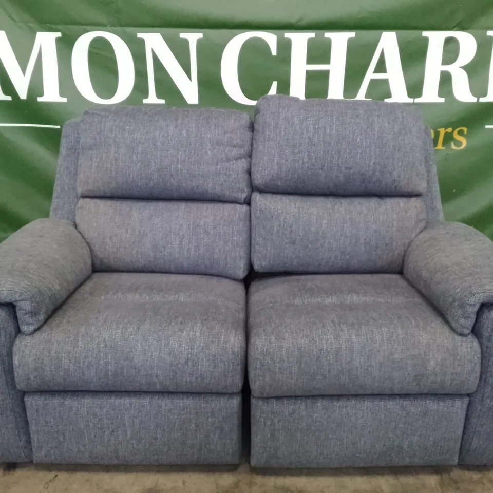 QUALITY DESIGNER G-PLAN HARPER SMALL ELECTRIC RECLINER DBL SOFA - PIERO THUNDERSTORM FABRIC