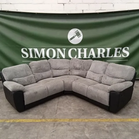 SIENNA FABRIC/FAUX LEATHER HIGH BACK RECLINER CORNER GROUP SOFA 