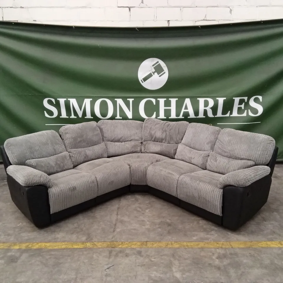 SIENNA FABRIC/FAUX LEATHER HIGH BACK RECLINER CORNER GROUP SOFA 