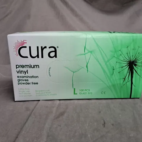 BOXED CURA PREMIUM VINYL EXAMINATION GLOVES SIZE L 