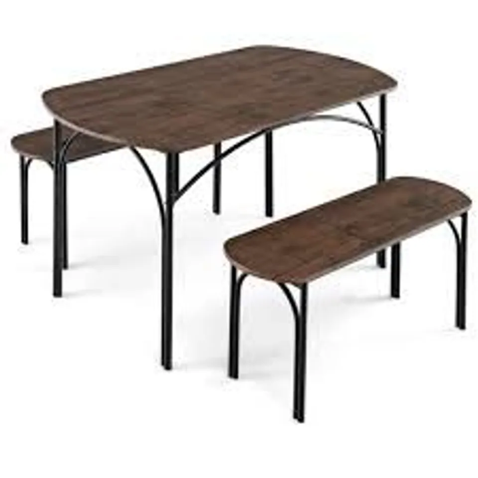 BOXED COSTWAY 4 SEATER DINING BENCH SET BROWN