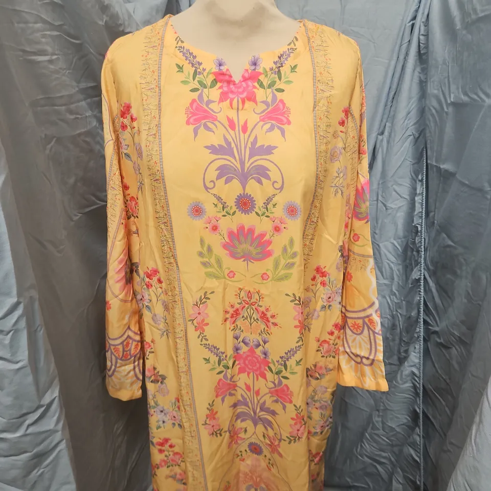 WOMEN'S YELLOW FLORAL KAFTAN – SUMMER KAFTAN, UK SIZE S