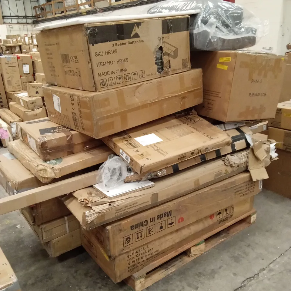 PALLET OF ASSORTED INCOMPLETE FURNITURE PARTS AND PIECES