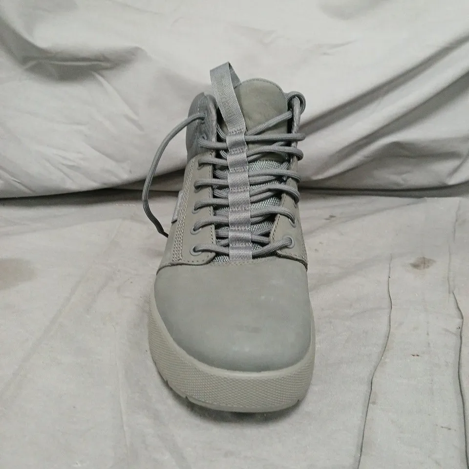 UNBOXED PAIR OF TIMBERLAND GREY NUBUCK BOOTS - MID-CUT, MEN'S - SIZE 9