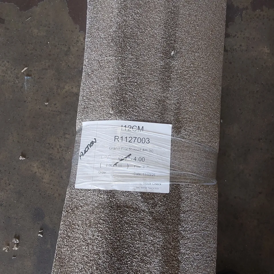 ROLL OF QUALITY GAND PRIX RUSSET CARPET - APPROXIMATELY 1.9 x 4m