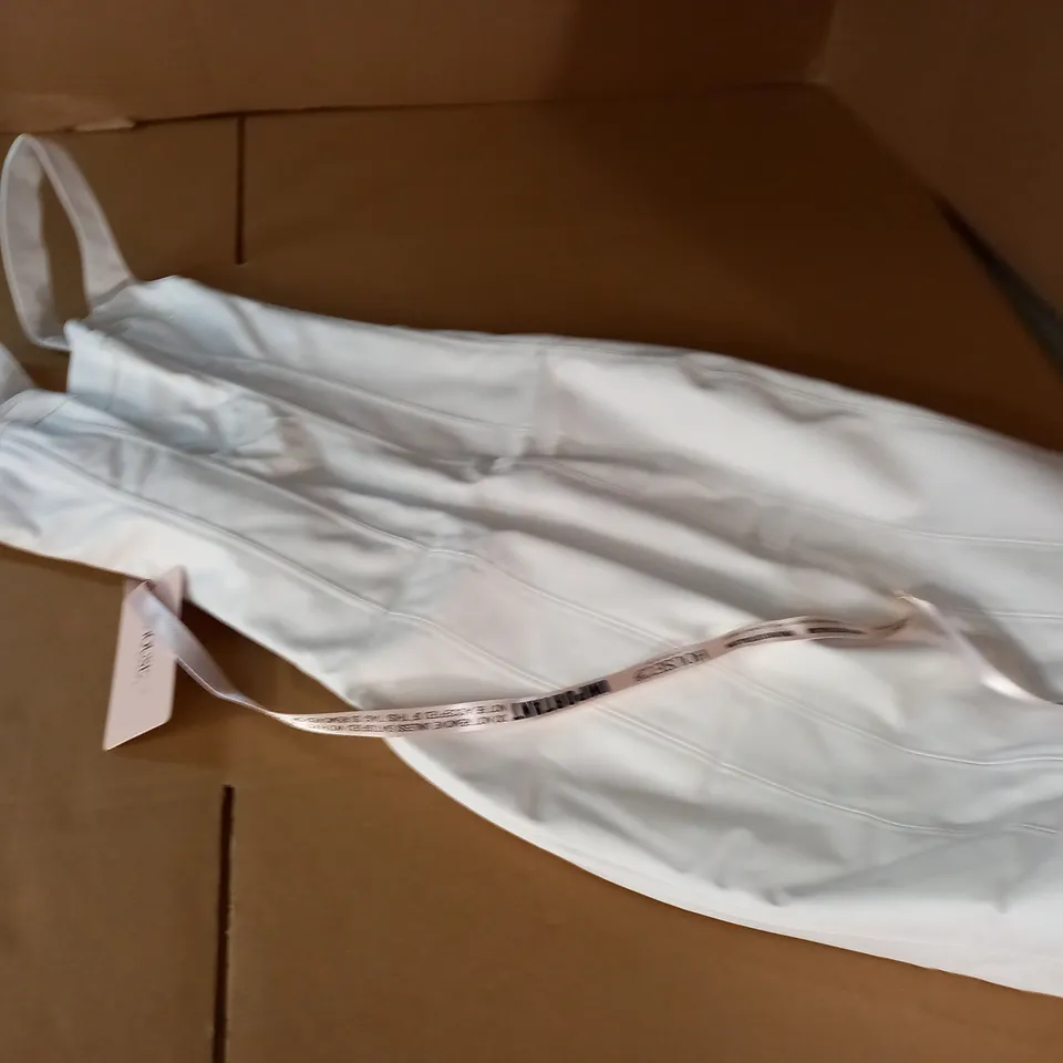 BOXED HOUSE OF CB ADELISE WHITE LEATHER LOOK DRESS - XS